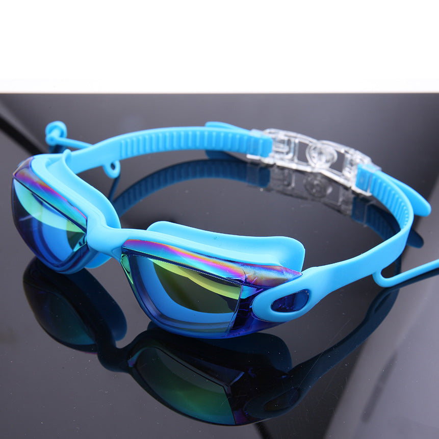 Premium Swim Goggles Set with Adjustable Headband and Protective Cap Bowlift