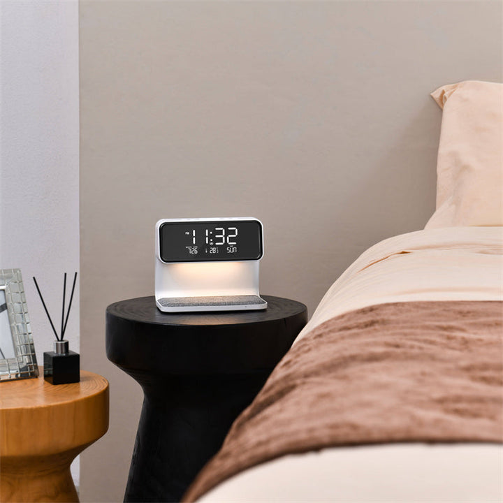 BowLift | 3 In 1 Bedside Lamp with Wireless Charger LCD Alarm Clock and Dimmable LED
