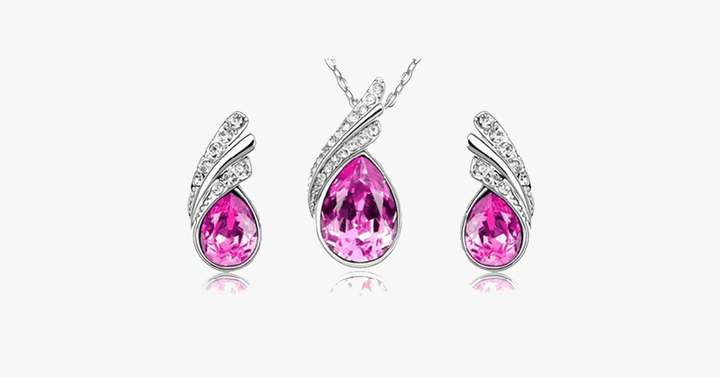 BowLift | Angle Tear Drop Austrian Crystal Pendant & Earring Set – A Unique and Stylish Addition to Your Collection