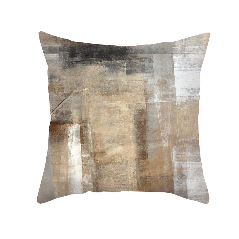 Abstract Modern Square Throw Pillow Cover with Concealed Zipper and Linen Texture