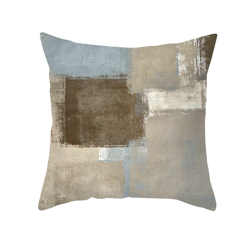 Abstract Modern Square Throw Pillow Cover with Concealed Zipper and Linen Texture