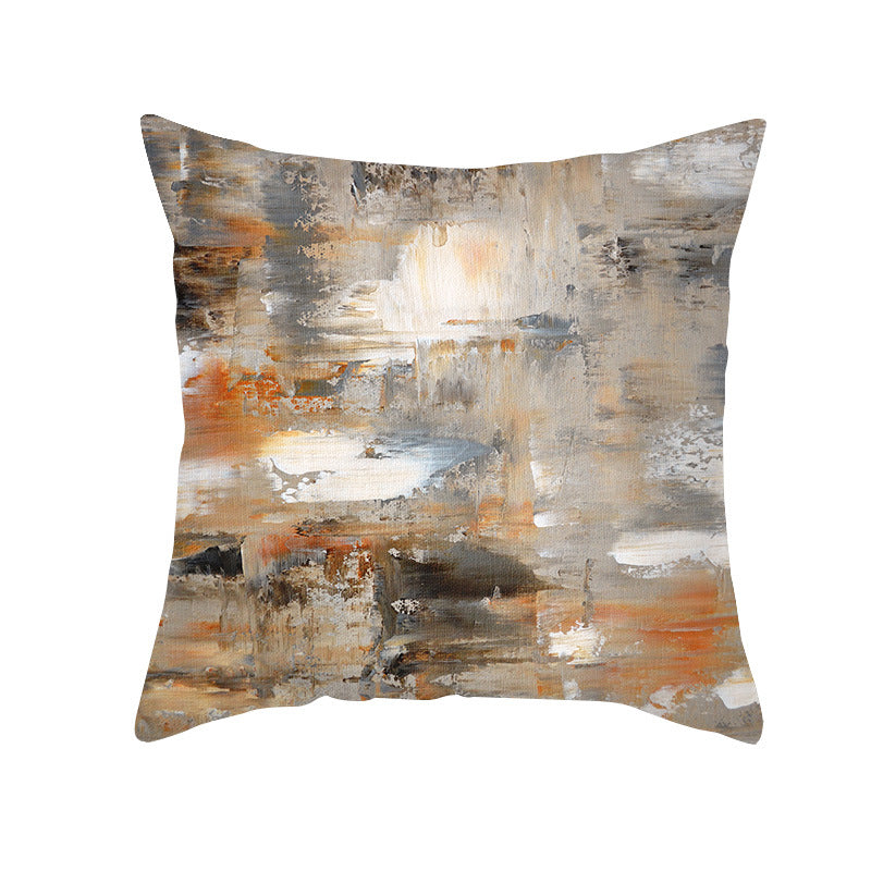 Abstract Modern Square Throw Pillow Cover with Concealed Zipper and Linen Texture