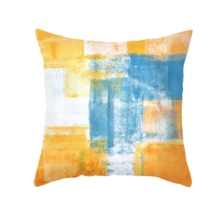 Abstract Modern Square Throw Pillow Cover with Concealed Zipper and Linen Texture