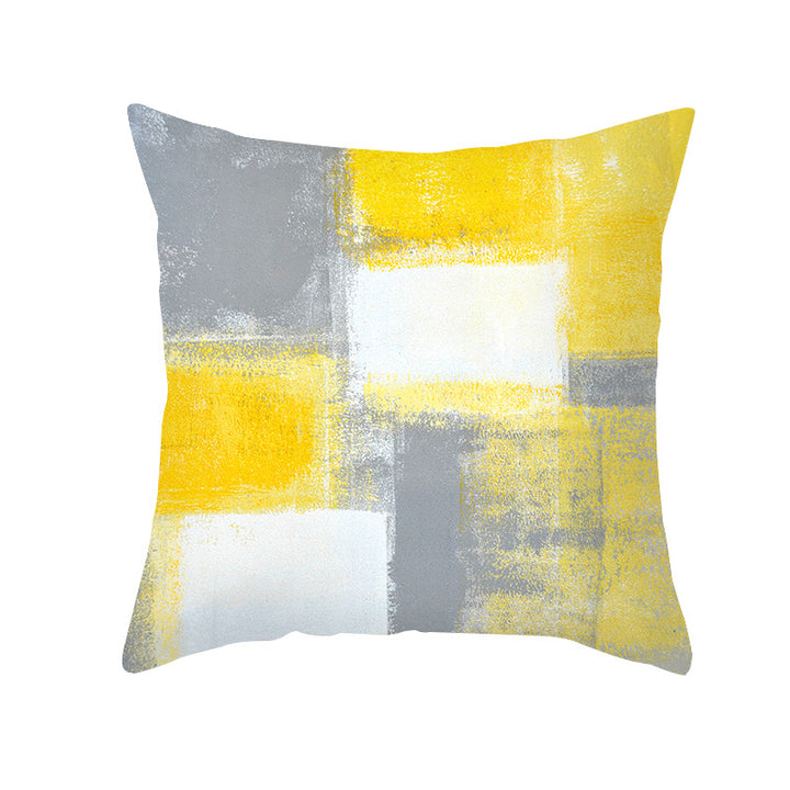 Abstract Modern Square Throw Pillow Cover with Concealed Zipper and Linen Texture