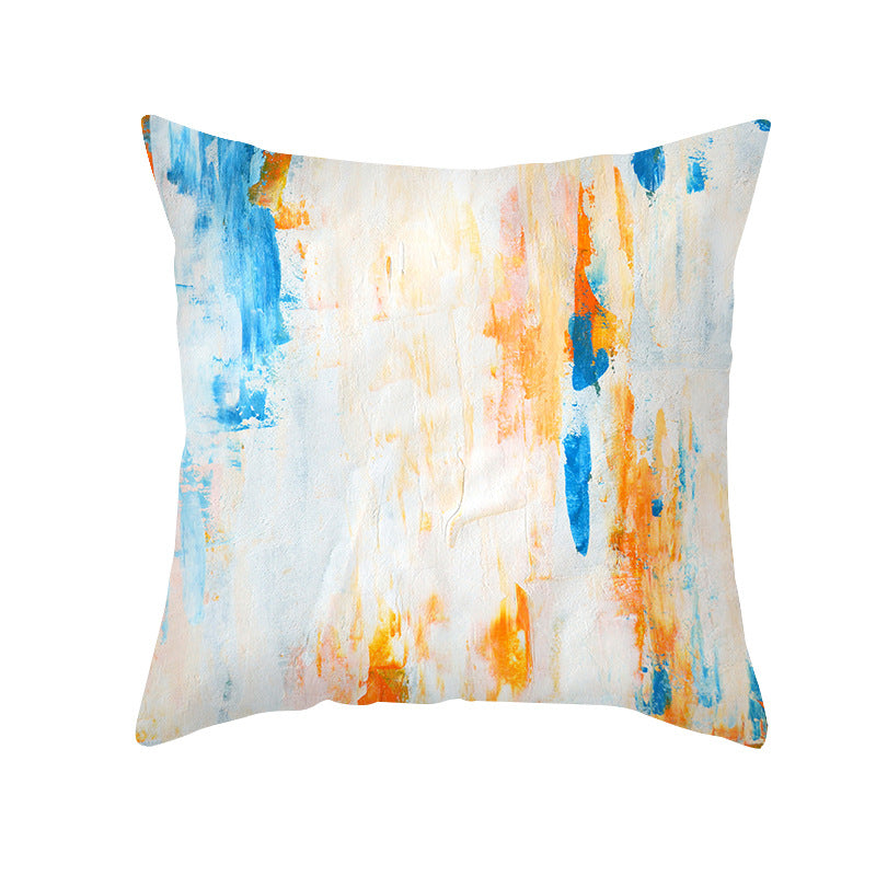 Abstract Modern Square Throw Pillow Cover with Concealed Zipper and Linen Texture