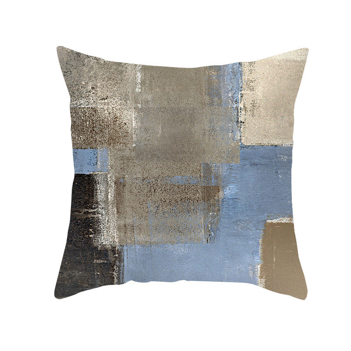 Abstract Modern Square Throw Pillow Cover with Concealed Zipper and Linen Texture
