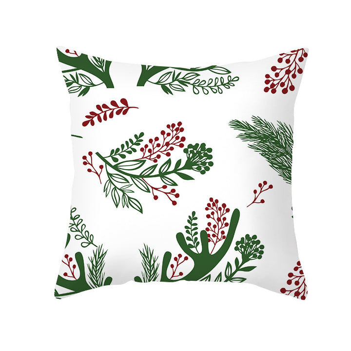 Festive Holiday Linen Throw Pillow Cover with Merry Christmas Script