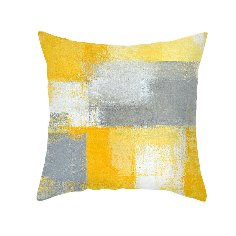 Abstract Modern Square Throw Pillow Cover with Concealed Zipper and Linen Texture