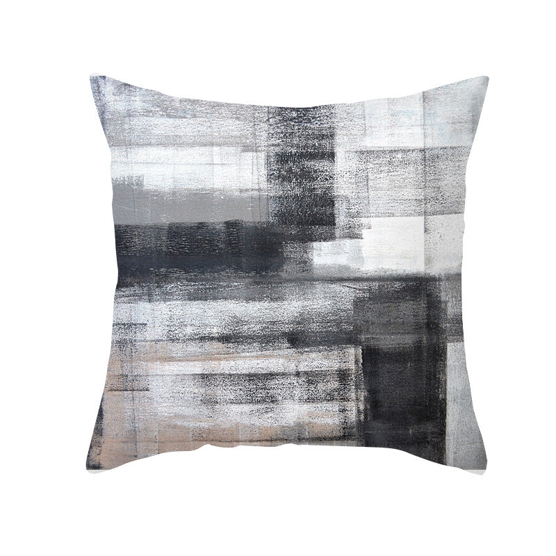 Abstract Modern Square Throw Pillow Cover with Concealed Zipper and Linen Texture