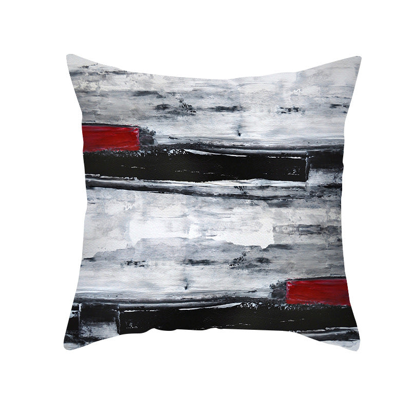 Abstract Modern Square Throw Pillow Cover with Concealed Zipper and Linen Texture