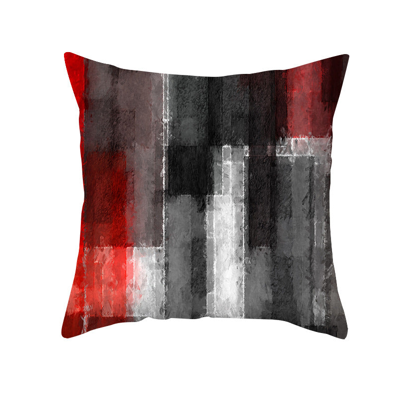 Abstract Modern Square Throw Pillow Cover with Concealed Zipper and Linen Texture
