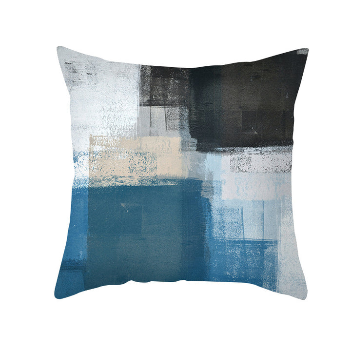 Abstract Modern Square Throw Pillow Cover with Concealed Zipper and Linen Texture