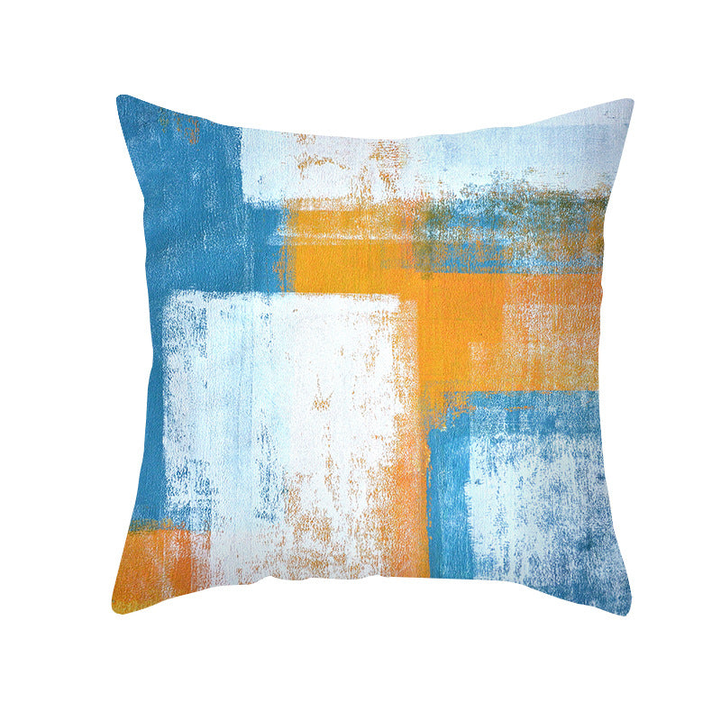 Abstract Modern Square Throw Pillow Cover with Concealed Zipper and Linen Texture