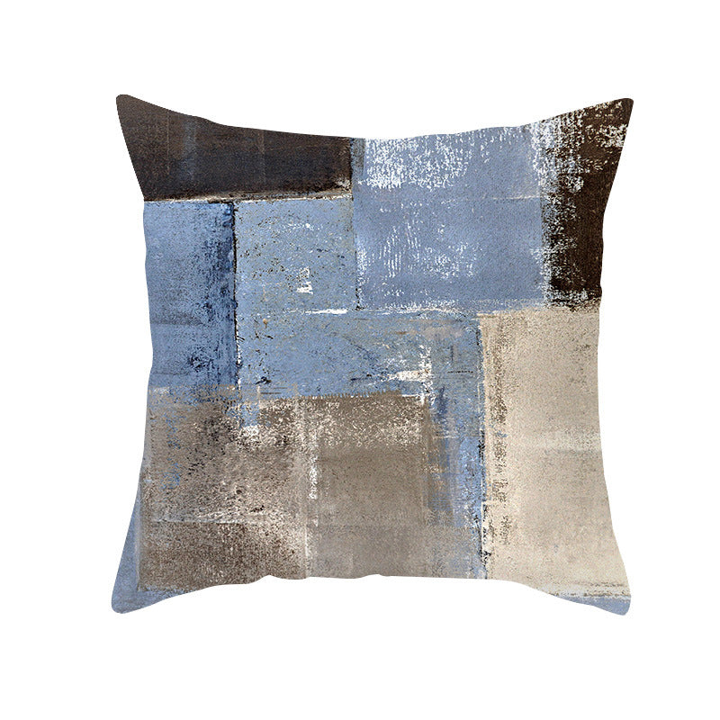 Abstract Modern Square Throw Pillow Cover with Concealed Zipper and Linen Texture