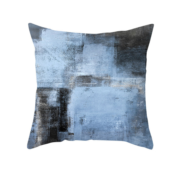 Abstract Modern Square Throw Pillow Cover with Concealed Zipper and Linen Texture