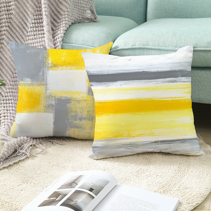 Abstract Modern Square Throw Pillow Cover with Concealed Zipper and Linen Texture