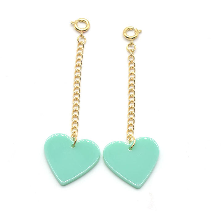 Heart-Shaped Dangle Earrings with Golden Chain Bowlift