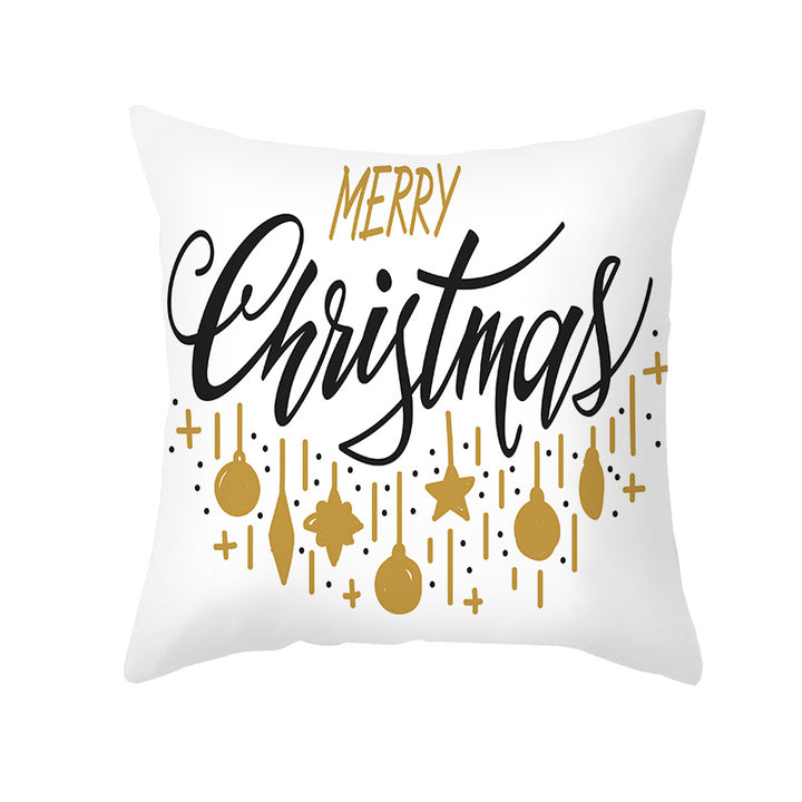 Festive Holiday Linen Throw Pillow Cover with Merry Christmas Script