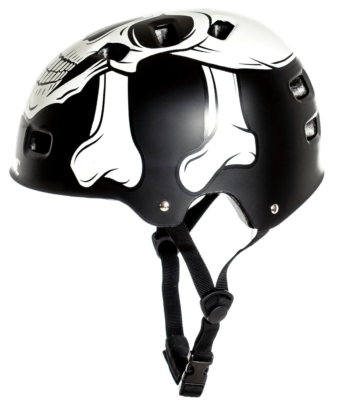 skull graphic multi-sport skate and bicycle safety helmet with adjustable chin strap Bowlift