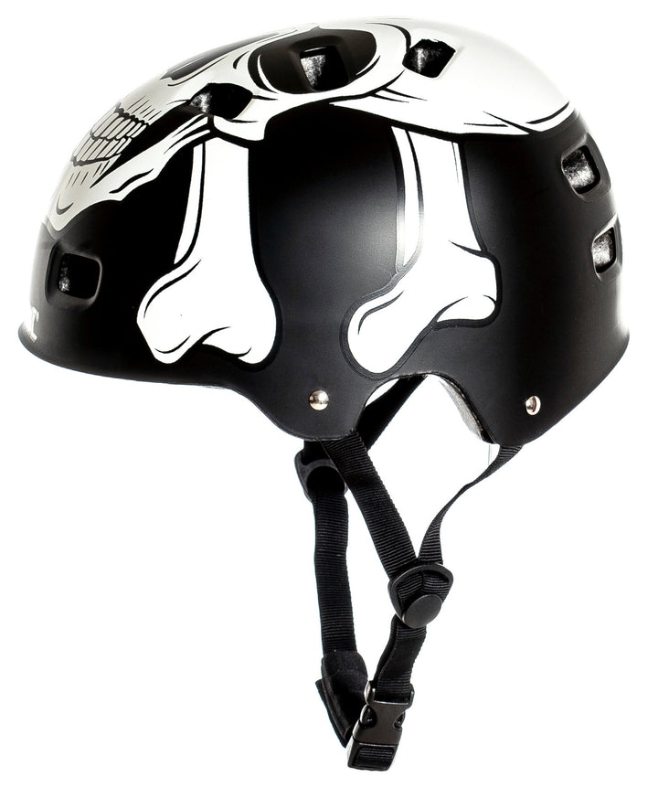 skull graphic multi-sport skate and bicycle safety helmet with adjustable chin strap Bowlift