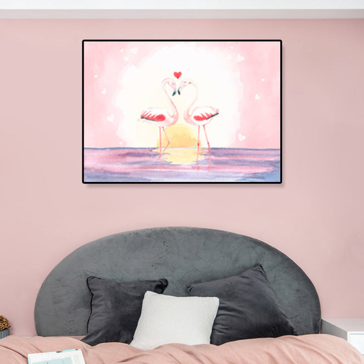 BowLift | Flamingo Print Painting Tropical Stylish Textured Canvas Wall Art for Dining Room