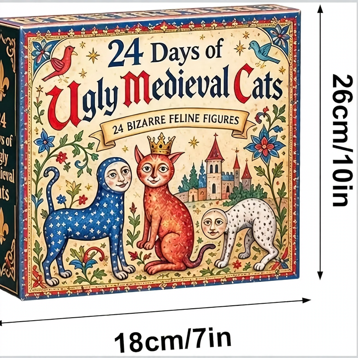 Advent calendar with medieval cat figures