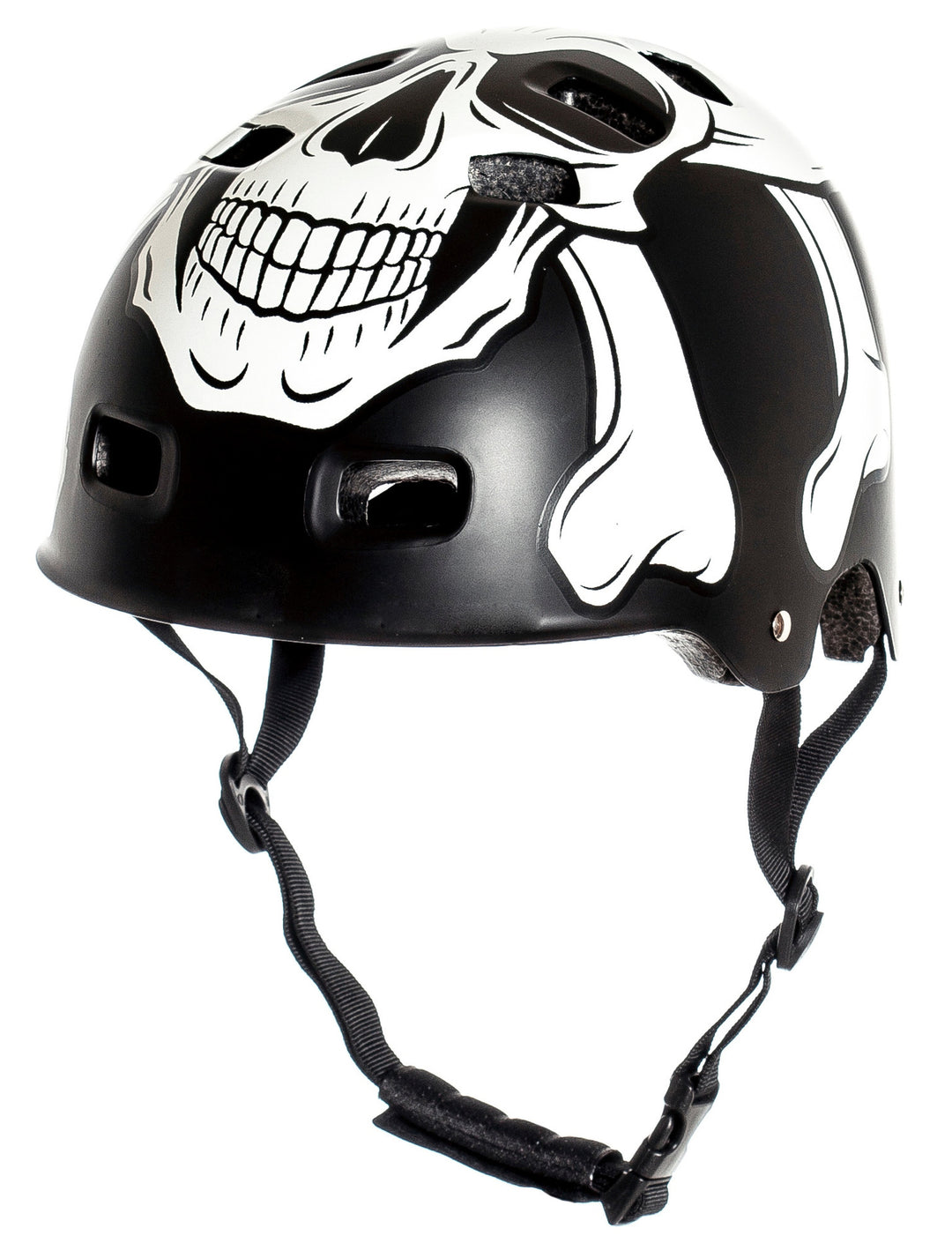 skull graphic multi-sport skate and bicycle safety helmet with adjustable chin strap Bowlift