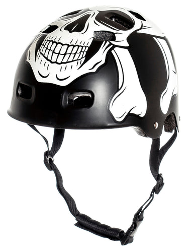 skull graphic multi-sport skate and bicycle safety helmet with adjustable chin strap Bowlift