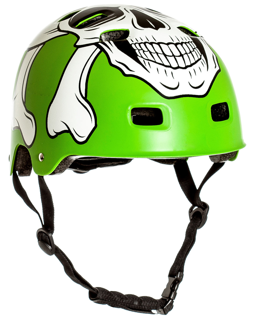 skull graphic multi-sport skate and bicycle safety helmet with adjustable chin strap Bowlift