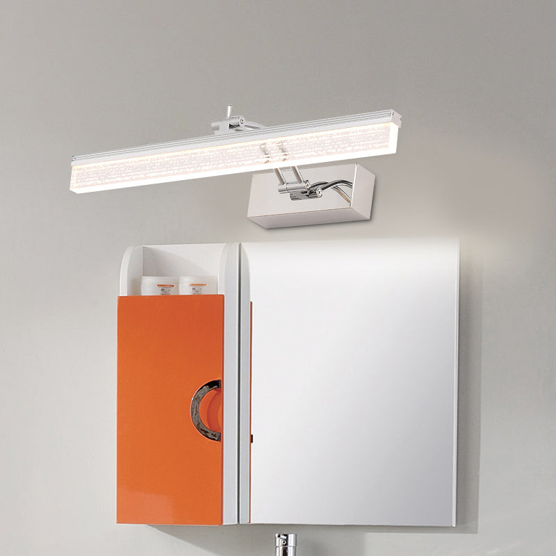 BowLift | 16"/23.5" L LED Bathroom Wall Vanity Light Modernism Silver Wall Sconce Lighting with Rectangular Acrylic Shade in Warm/White Light