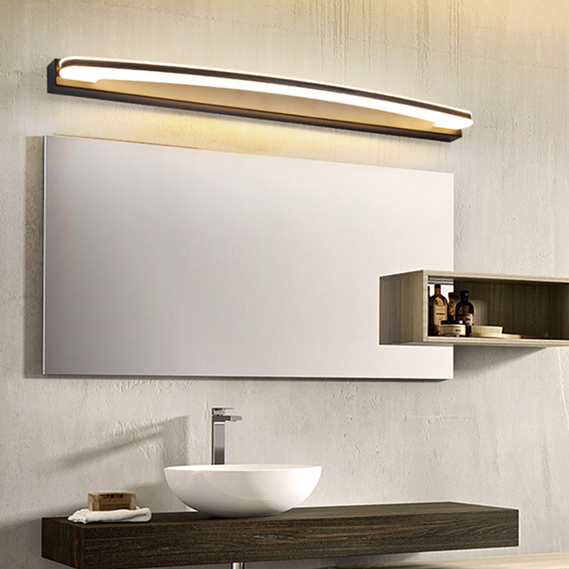 BowLift | Curved Bar Wall Vanity Light Minimal LED Metal Bathroom Wall Lamp in Black, Warm/White Light