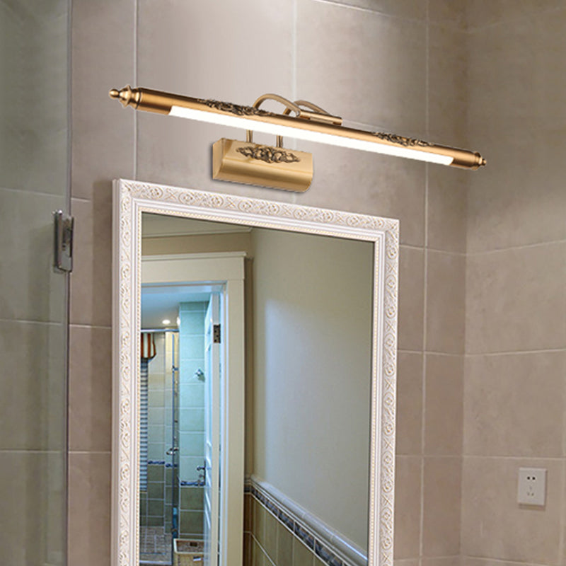 BowLift | Linear Metallic LED Wall Light Minimalist Brass Carving Vanity Mirror Light with Swivel Arm
