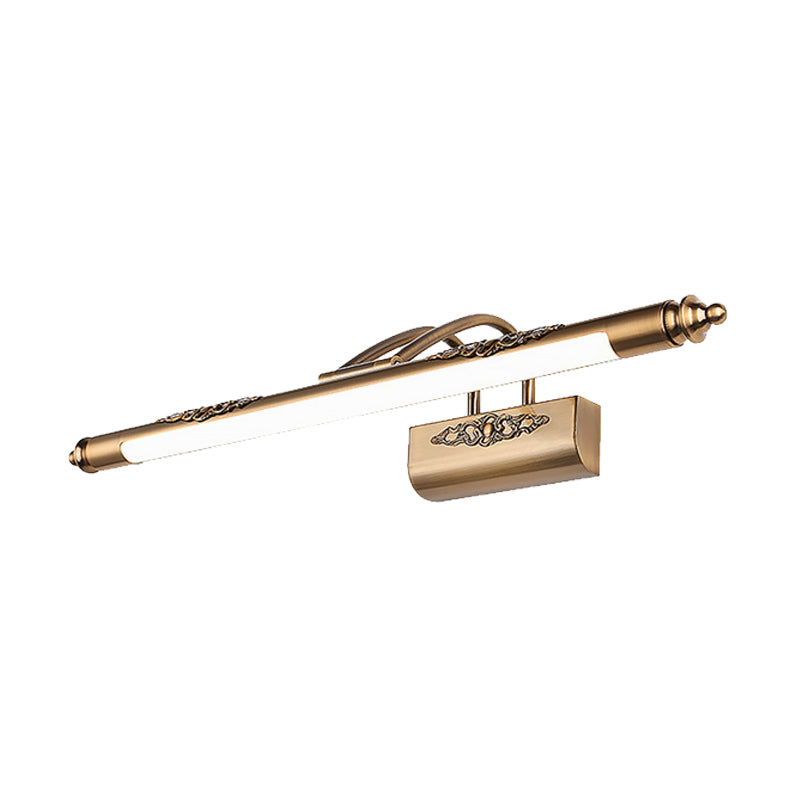 BowLift | Linear Metallic LED Wall Light Minimalist Brass Carving Vanity Mirror Light with Swivel Arm