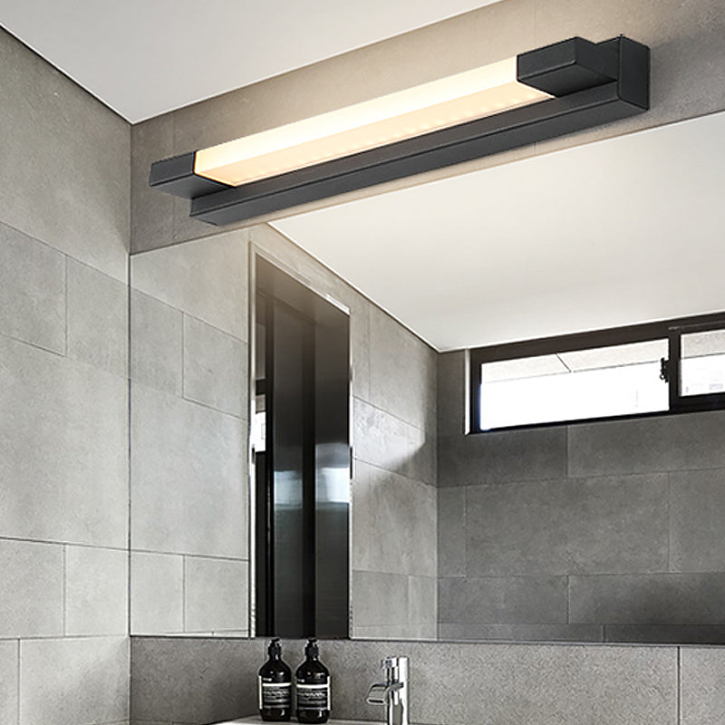 BowLift | Simple Straight Vanity Mirror Light Metal LED Bathroom Wall Lamp in Black, Warm/White Light