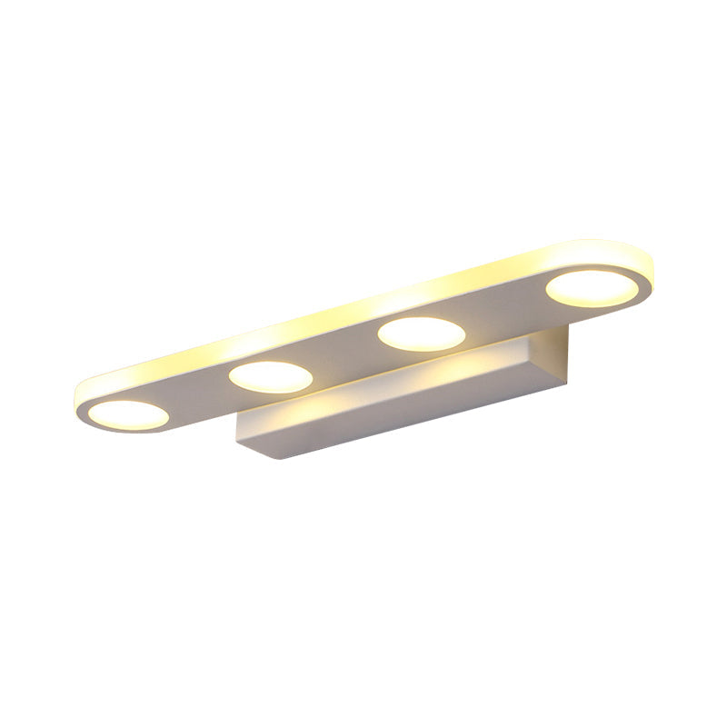 BowLift | 15"/23" L Acrylic Oval Vanity Lighting System Minimalist 4/6 Bulbs White Wall Lamp Light in Warm/White Light