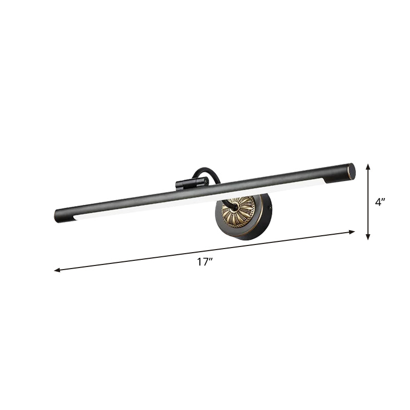 BowLift | 17"/22" Width Elongated Wall Lamp Simplicity Metal LED Black Vanity Mirror Light with Swivel Arm