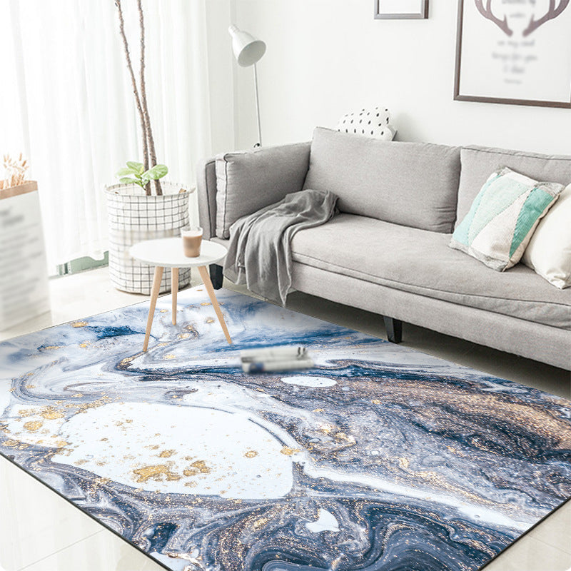 BowLift | Blue Novelty Carpet Polyester Abstract Carpet Pet Friendly Washable Non-Slip Carpet for the Living Room