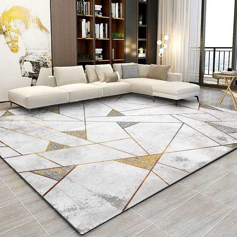 Decorative geometric patterned area rug gray Nordic rug polyester washable non-slip rug for the living room | Bowlift