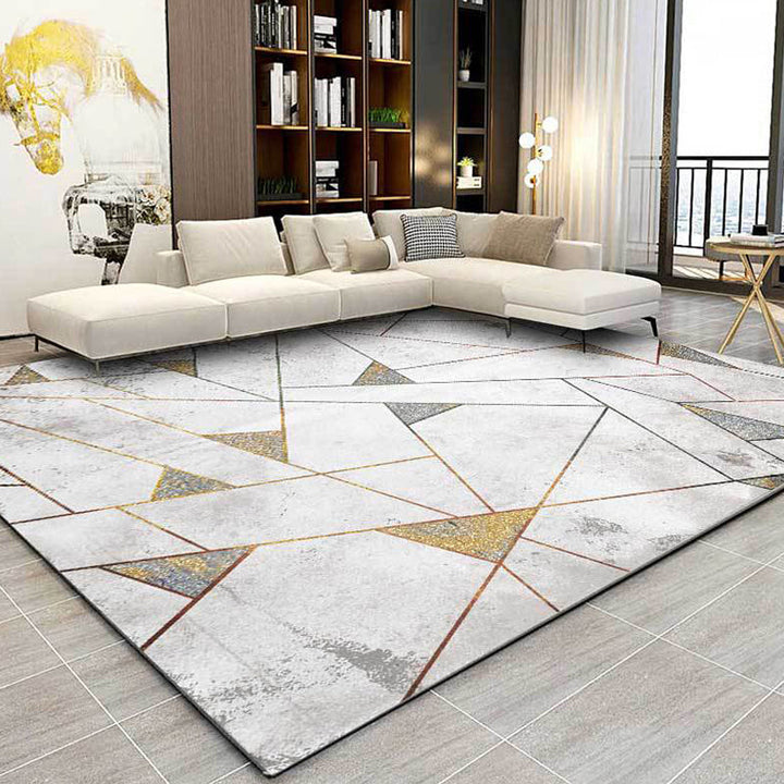Decorative geometric patterned area rug gray Nordic rug polyester washable non-slip rug for the living room | Bowlift