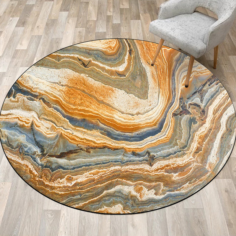 BowLift | Funky Swirl Stripe Pattern Rug Brown Modern Rug Polyester Pet-Friendly Washable Non-Slip Area Rug for Decoration