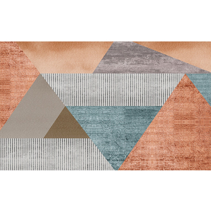 Orange modern carpet made of polypropylene, geometric and striped pattern, pet-friendly washable non-slip carpet for the living room | Bowlift