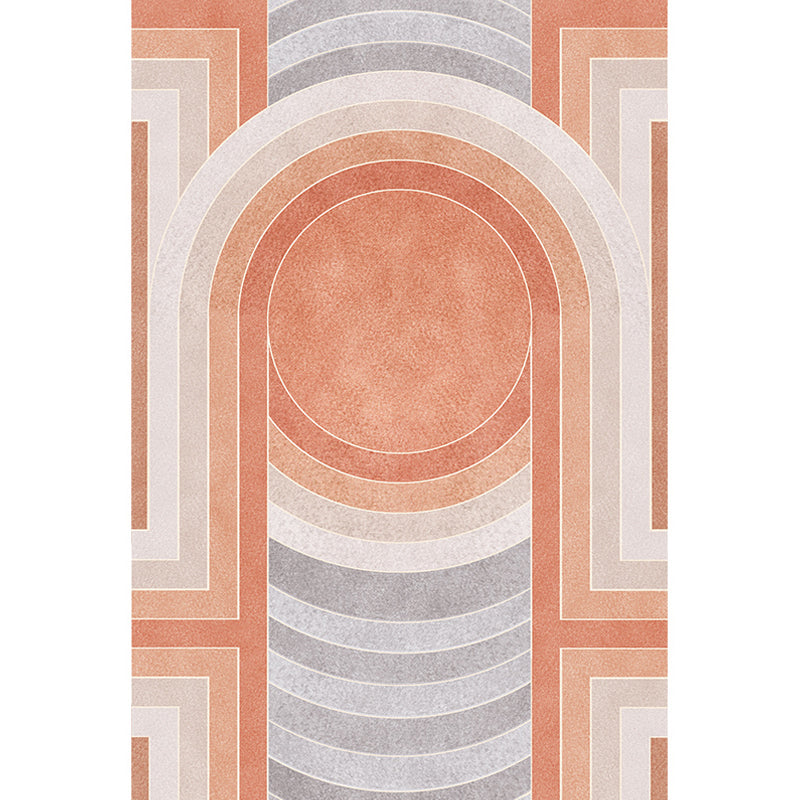 Orange modern carpet made of polypropylene, geometric and striped pattern, pet-friendly washable non-slip carpet for the living room | Bowlift