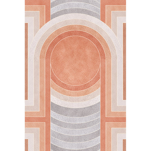 Orange modern carpet made of polypropylene, geometric and striped pattern, pet-friendly washable non-slip carpet for the living room | Bowlift