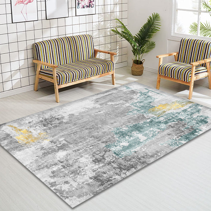 BowLift | Modern Abstract Rug Smoke Grey Polyester Rug Non-Slip Backing Pet-Friendly Washable Area Rug for Home