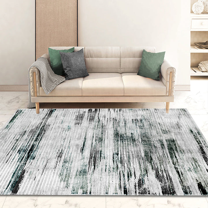 BowLift | Modern Abstract Rug Smoke Grey Polyester Rug Non-Slip Backing Pet-Friendly Washable Area Rug for Home