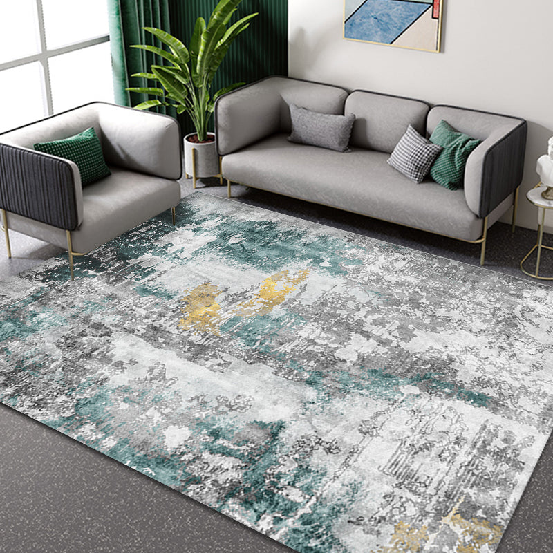 BowLift | Modern Abstract Rug Smoke Grey Polyester Rug Non-Slip Backing Pet-Friendly Washable Area Rug for Home