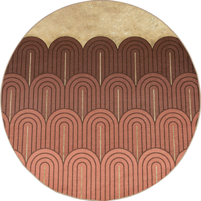 Modernist geometric rug with stripes orange chenille rug non-slip pet-friendly washable rug for the bedroom | Bowlift