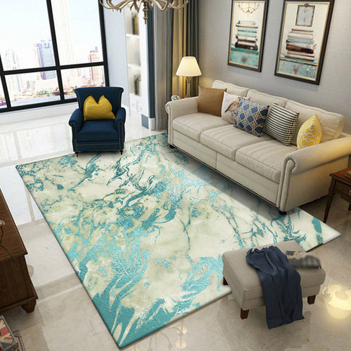 BowLift | Green Abstract Area Carpet Polyester Modern Carpet Washable Non-slip Background Indoor Carpet for Decoration