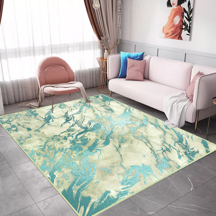 BowLift | Green Abstract Area Carpet Polyester Modern Carpet Washable Non-slip Background Indoor Carpet for Decoration