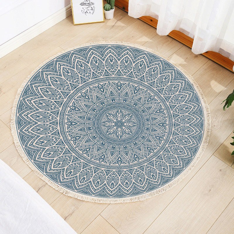 Multi Color Parlour Rug Moroccan Tribal Flower Pattern Rug Flax Washable Non-Slip Back Pet Friendly Area Rug | Bowlift